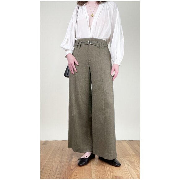 Vintage French Silk Wool Knit Wide Leg Flare High Rise Pants Tweed Long Trousers - Picture 10 of 10